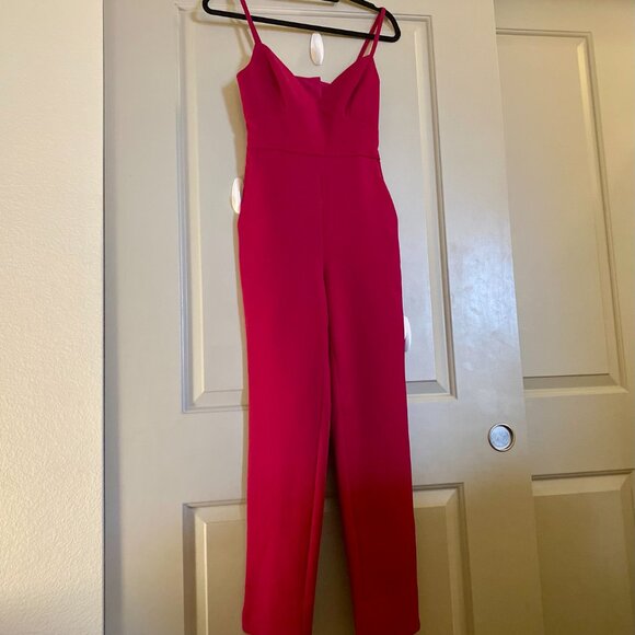 LAST CHANCE - BCBG Tailored Jumpsuit Size XS in Vivid Fuchsia - Picture 2 of 8